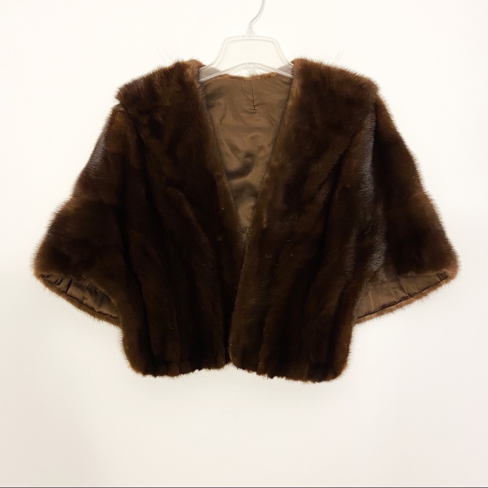 Vintage Genuine Mink Fur Stole Wrap Shawl